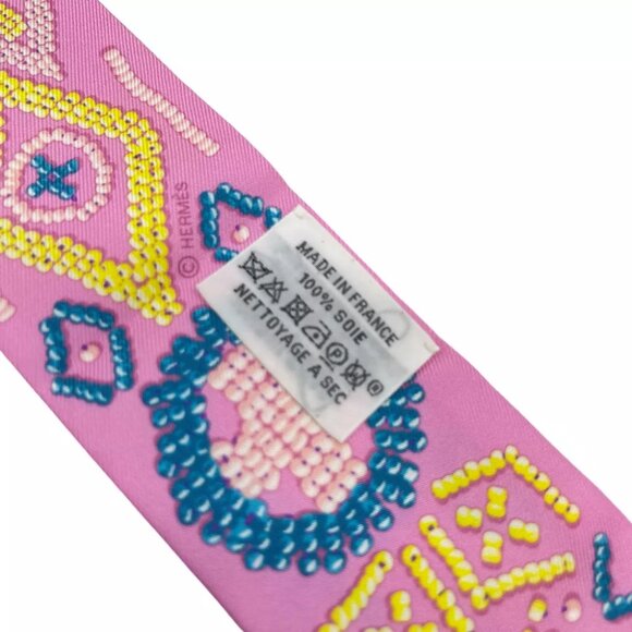 Authentic HERMES Twilly Twill Scarf Pink Silk - Picture 10 of 10